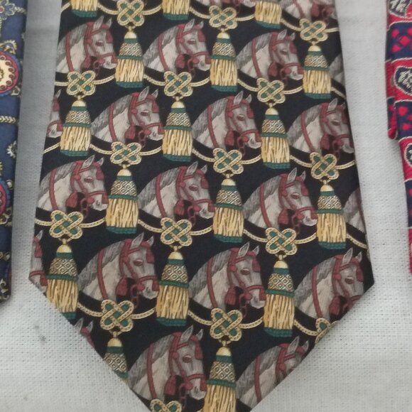 ❤️LOT 3 FENDI CHRISTIAN DIOR VALENTINO NECK TIES Horse Tassel Paisley and Dots - Picture 2 of 12